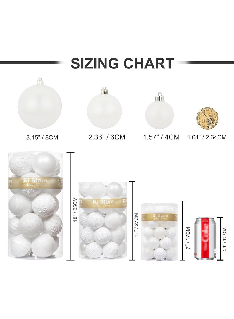 KI Store زينة كرات عيد الميلاد البيضاء من متجر KI، 34 قطعة بحجم 2.36 بوصة، مع خطافات للشجرة، إكليل، زينة الزهور - تشمل زينة العطلات - Image 3