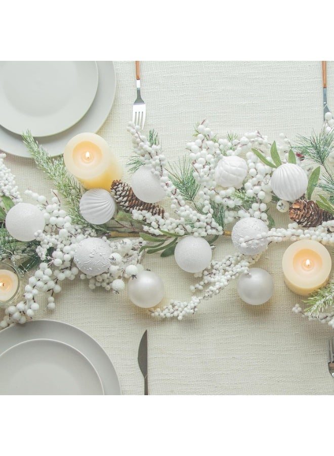 KI Store زينة كرات عيد الميلاد البيضاء من متجر KI، 34 قطعة بحجم 2.36 بوصة، مع خطافات للشجرة، إكليل، زينة الزهور - تشمل زينة العطلات - Image 4