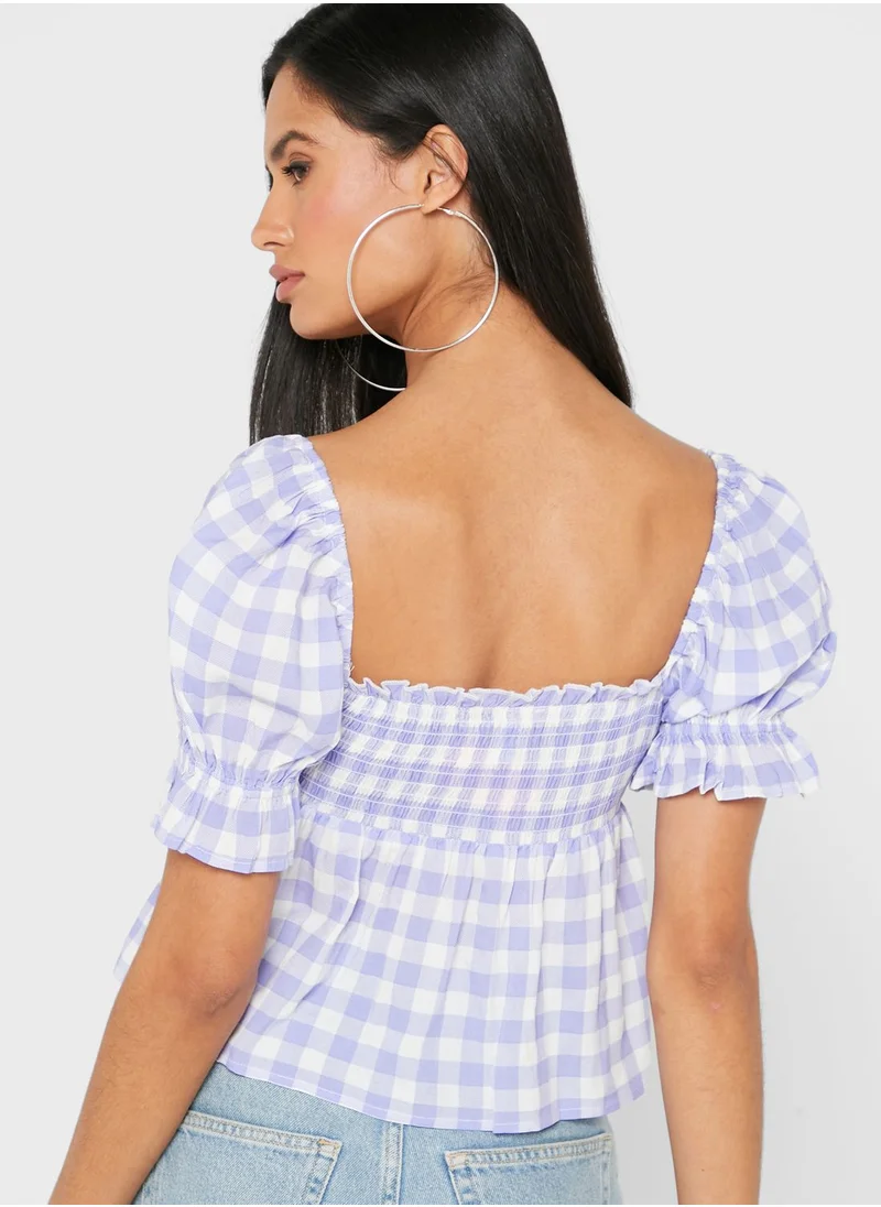 RIVER ISLAND Gingham Swing Crop Top