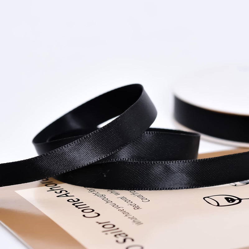 Ribest Black and White Double Faced Satin Ribbon, 3/8 Inch Decorative Ribbon Black for Gift Wrapping Crafts Hair Bows Sewing Wedding Birthday, 2 Rolls Total 20 Yards - Image 3