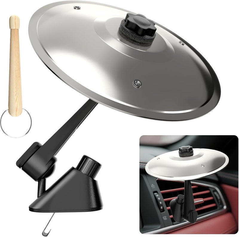 MENGBEI Car Cymbal Air Vent, Mini Car Crash Cymbals, Add Fun to Your Drive with Car Drum | A Great Gift For Drummers And Music Lovers | All Vehicle Types (Silver) - Image 1