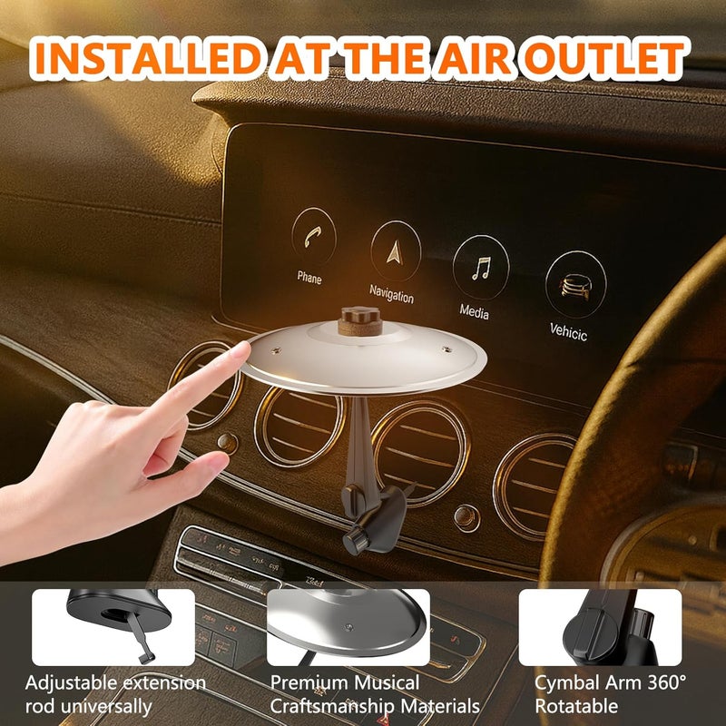 MENGBEI Car Cymbal Air Vent, Mini Car Crash Cymbals, Add Fun to Your Drive with Car Drum | A Great Gift For Drummers And Music Lovers | All Vehicle Types (Silver) - Image 3