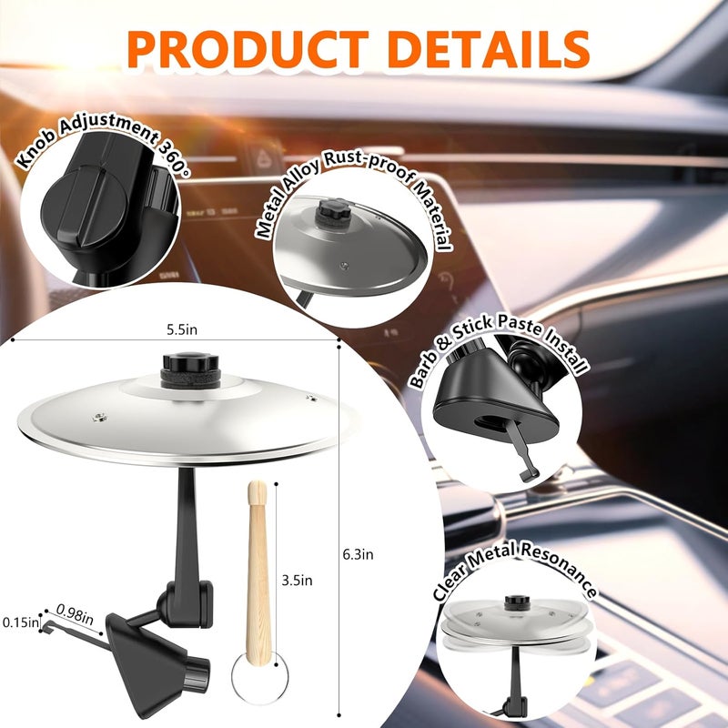MENGBEI Car Cymbal Air Vent, Mini Car Crash Cymbals, Add Fun to Your Drive with Car Drum | A Great Gift For Drummers And Music Lovers | All Vehicle Types (Silver) - Image 2