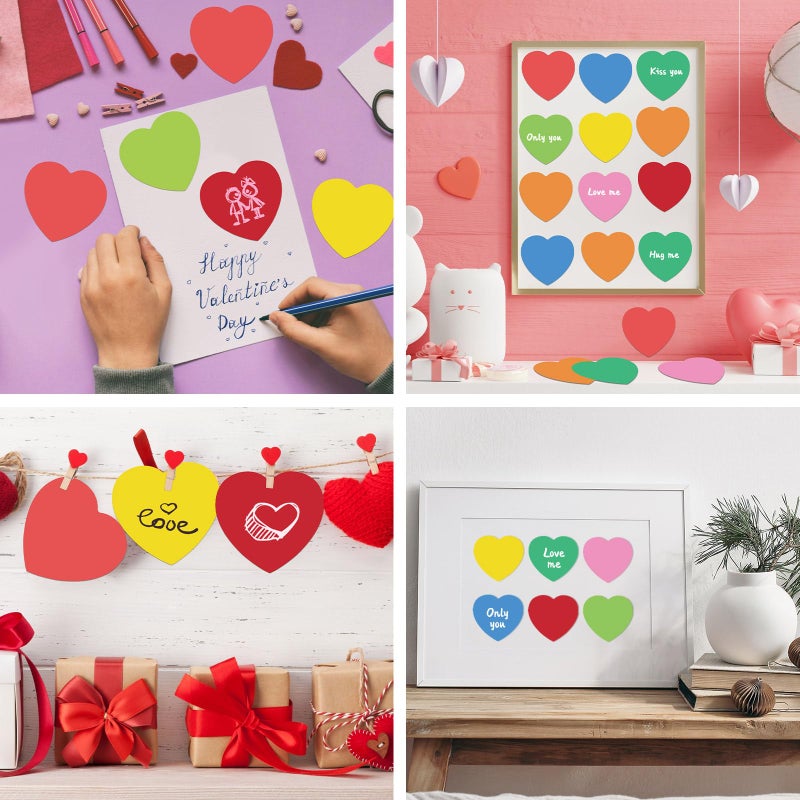 Geyee 108 Pcs Valentine Heart Cutouts Paper Bulletin Board Cutouts Assorted Color Shaped Die Cut for Classroom Decor Teachers DIY Craft School Decorations(2.7 Inch) - Image 4