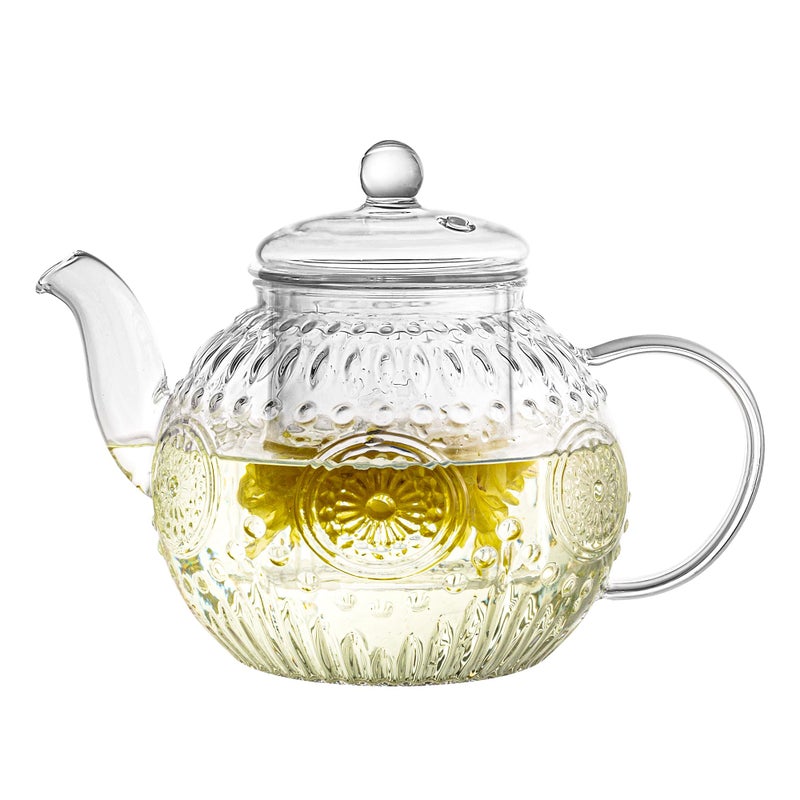 Bandesun Vintage Glass Teapot, Tea Kettle with Removable Infuser 32OZ/1000ml, Borosilicate Glass Pot -Stovetop Safe, Blooming & Loose Leaf Tea Maker Set - Image 1