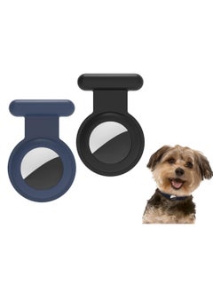 Sweet seven Secure Your Belongings: Silicone AirTag Holder Case with Hidden GPS & Stylish Brooch Pin - Keep Kids Safe with Safer Than, Necklace, or Keychain Option 2 pack Black and Navy  - Image 1