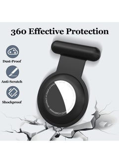 Sweet seven Secure Your Belongings: Silicone AirTag Holder Case with Hidden GPS & Stylish Brooch Pin - Keep Kids Safe with Safer Than, Necklace, or Keychain Option 2 pack Black and Navy  - Image 3