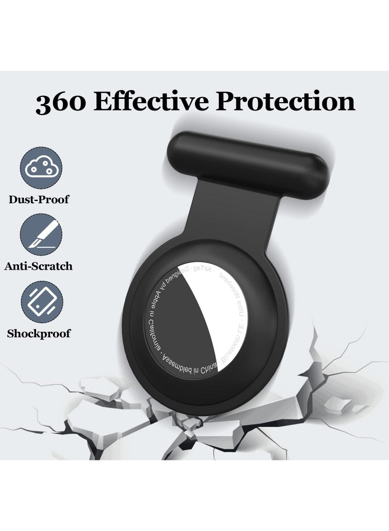 Sweet seven Secure Your Belongings: Silicone AirTag Holder Case with Hidden GPS & Stylish Brooch Pin - Keep Kids Safe with Safer Than, Necklace, or Keychain Option 2 pack Black and Navy  - Image 3