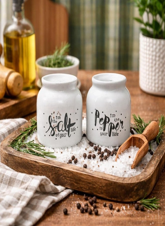 AABCO Ceramic Salt and Pepper Shaker Set, White, Style, Salt and Pepper for Home Dinning Table, Set of 2 - Image 2