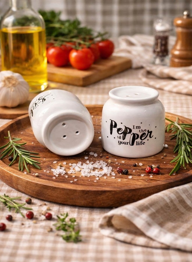 AABCO Ceramic Salt and Pepper Shaker Set, White, Style, Salt and Pepper for Home Dinning Table, Set of 2 - Image 1