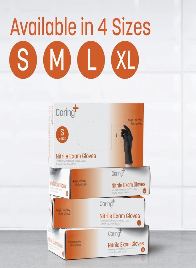 Caring Nitrile Exam Gloves (100ct), Powder Free and Not Made with Natural Rubber Latex, Gloves for Medical Use, Cleaning, Food Prep and More, Medium, Black - Image 4