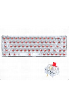 T-WOLF Transparent Gaming Keyboard,68 Keys USB Wired Mechanical Keyboard with Transparent PBT Keycaps and RGB Side Light for Office Gaming,Suitable for PC/Ps4/Xbox Gamers,Red Switch  - Image 1