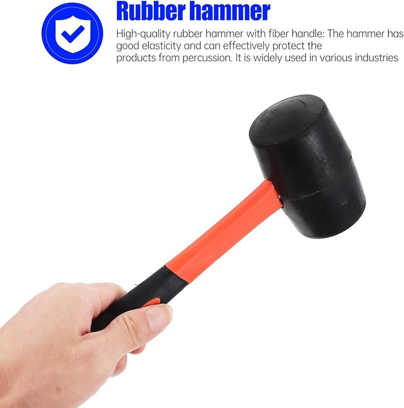 Rubber Mallet Hammer Fiber Handle Non Slip Grip Shock Resistant Flooring Tool - Image 5