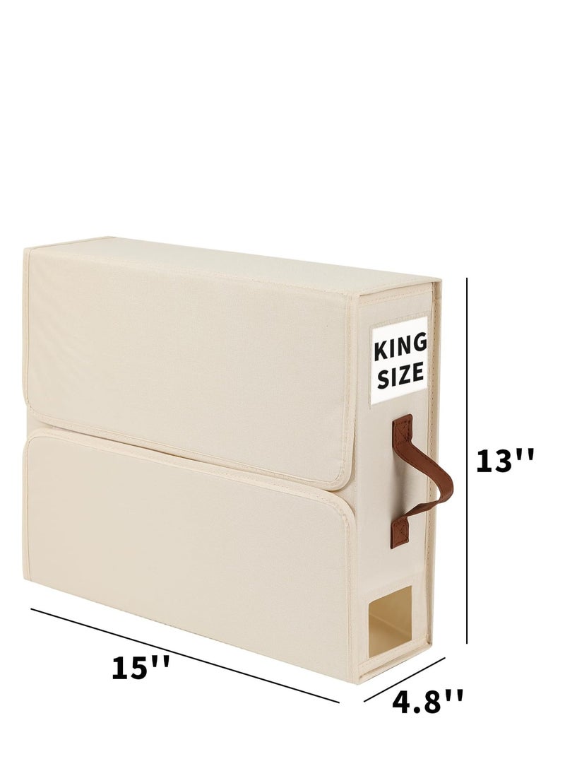 1Chase Set of 4 - Foldable Bed Sheet Organizers And Storage With Clear Window, Beige - Image 3