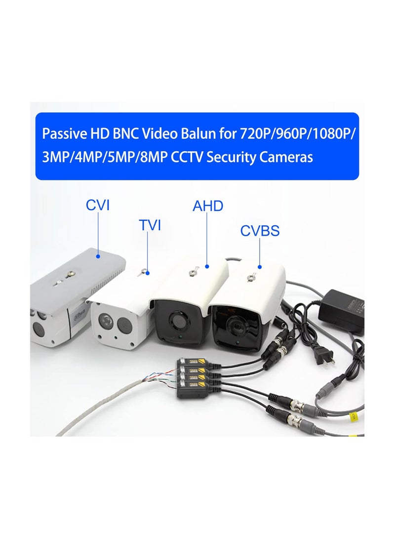 2 Pairs 8MP Passive HD BNC Video Balun Connectors Passive AHD TVI CVI CVBS Transceiver Transmitter for  CCTV Security Cameras  - Image 2