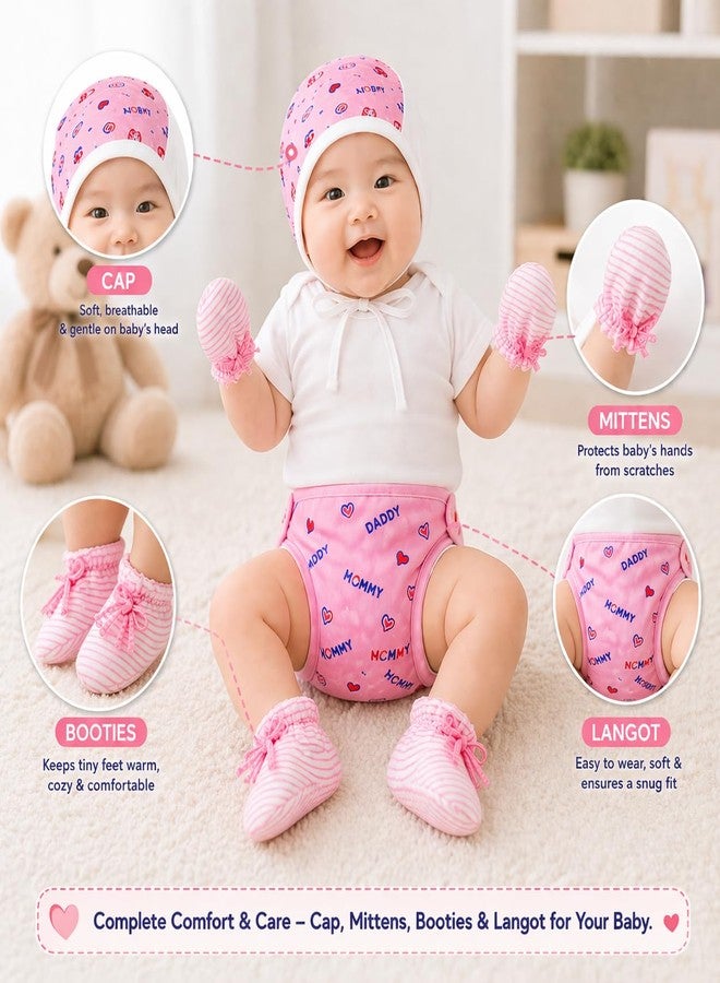 Epics Infant Clothing Set for Newborn Baby – Cotton Combo (3 Caps, 3 Mittens, 3 Booties & 5 Langots), Soft & Comfortable, 0–6 Months (Unisex) Multicolour - Image 5