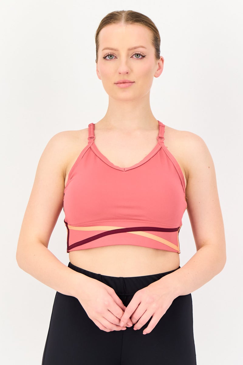 Nike حمالة صدر رياضية بدون أكمام للنساء مبطنة قليلاً، وردي قديم داكن - Image 1