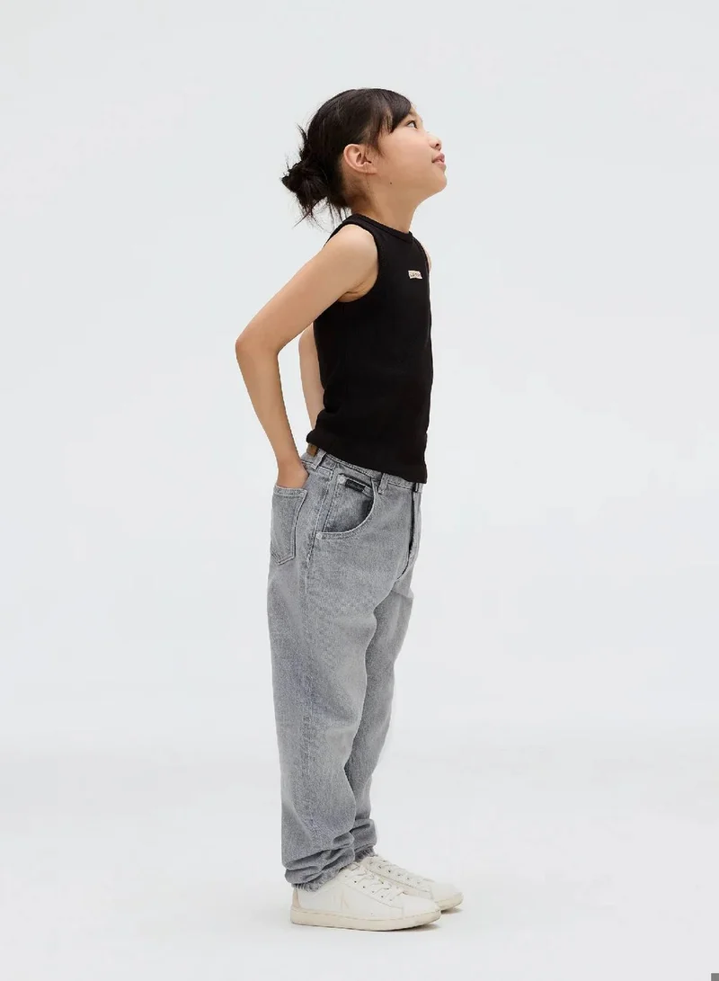 Calvin Klein Jeans Blue Black Rigid High Rise Wide Leg Jeans for Women | Best Price UAE