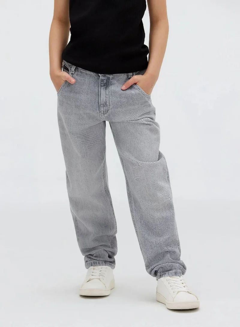 Calvin Klein Jeans Blue Black Rigid High Rise Wide Leg Jeans for Women | Best Price UAE