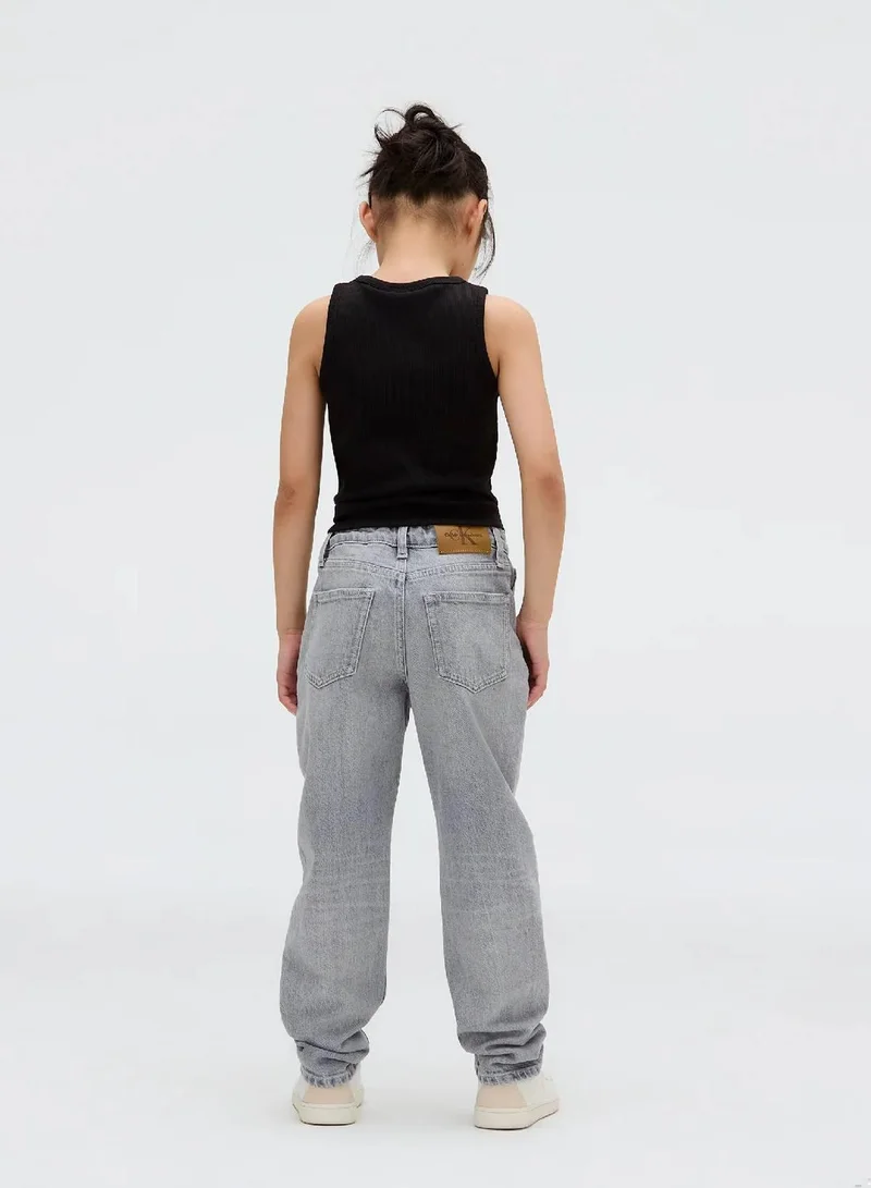 Calvin Klein Jeans Blue Black Rigid High Rise Wide Leg Jeans for Women | Best Price UAE