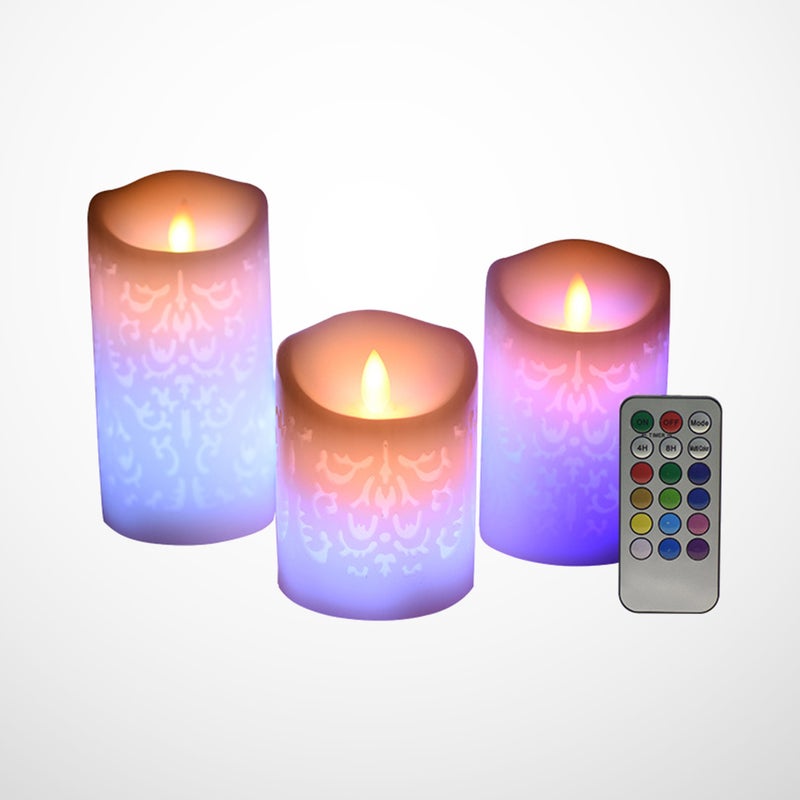 3pcs Candle Lights Flickering Hollow Pattern Flameless Candles Tea Light Home Decoration - Image 5