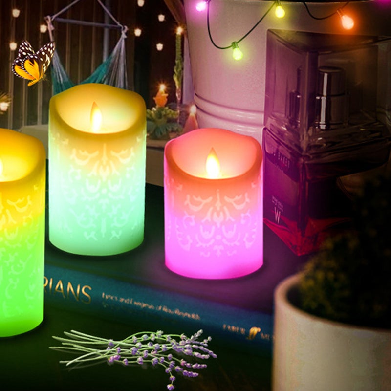 3pcs Candle Lights Flickering Hollow Pattern Flameless Candles Tea Light Home Decoration - Image 4