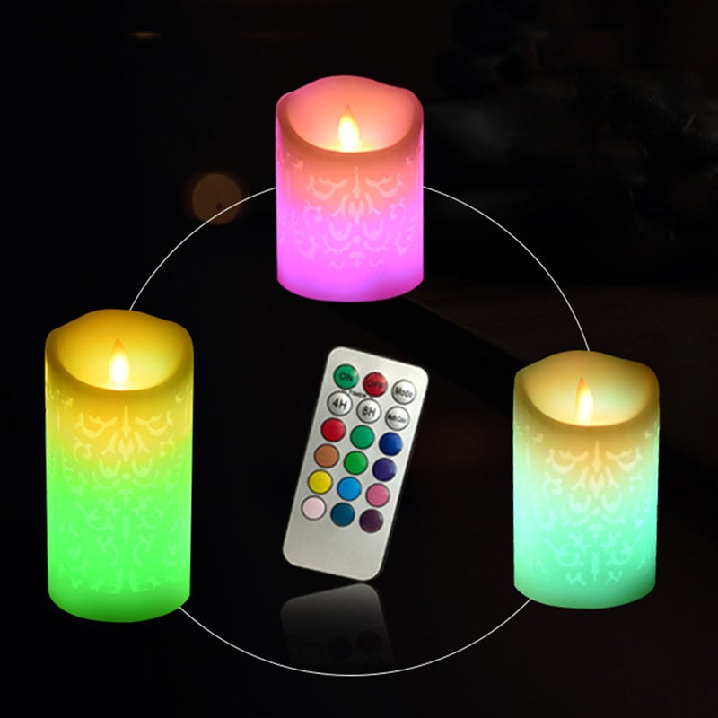 3pcs Candle Lights Flickering Hollow Pattern Flameless Candles Tea Light Home Decoration - Image 3