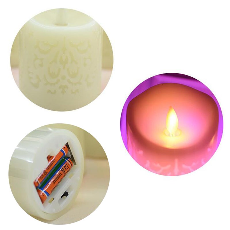 3pcs Candle Lights Flickering Hollow Pattern Flameless Candles Tea Light Home Decoration - Image 2