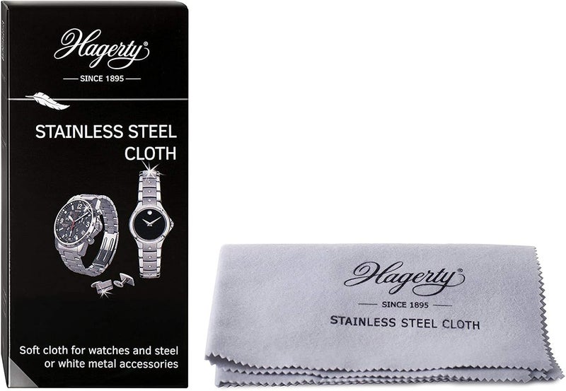 HAGERTY Stainless Steel Cleaning Cloth 36 x 30 cm, Impregnated 100% Cotton Watch Polishing Cloth, Stainless Steel Care Cloth for Watches, Jewellery and Accessories - Image 1
