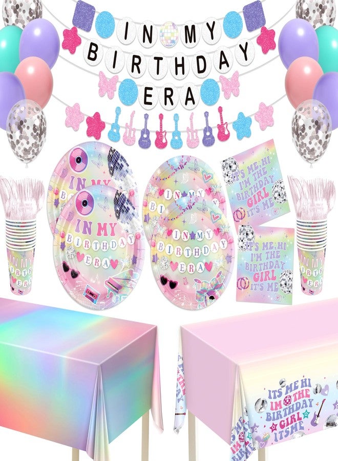 THAWAY In My Birthday Era Decorations, 194Pcs Music Theme Tableware Set for 24 Guests with In My Birthday Era Plates Napinks Cups Cutlery Tablecloths Banners & Balloons, Friendship Bracelet Party Supplies - Image 1