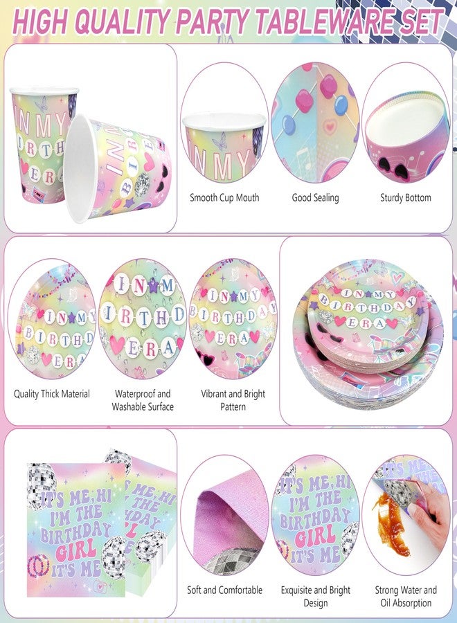 THAWAY In My Birthday Era Decorations, 194Pcs Music Theme Tableware Set for 24 Guests with In My Birthday Era Plates Napinks Cups Cutlery Tablecloths Banners & Balloons, Friendship Bracelet Party Supplies - Image 3