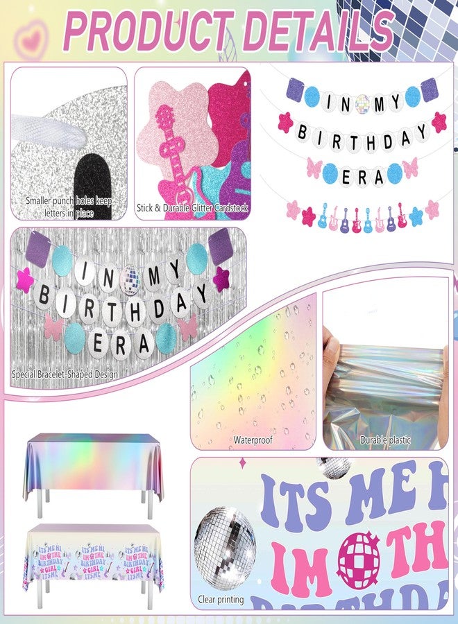 THAWAY In My Birthday Era Decorations, 194Pcs Music Theme Tableware Set for 24 Guests with In My Birthday Era Plates Napinks Cups Cutlery Tablecloths Banners & Balloons, Friendship Bracelet Party Supplies - Image 4