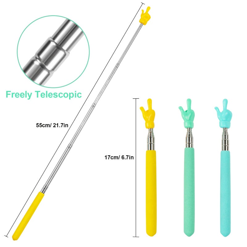 JOYJOM Retractable Finger Pointer Stick for Classroom: Extendable Telescopic Presentation Teacher Pointer Stick for Classroom Whiteboard Pointer (3 Pack) - Image 2