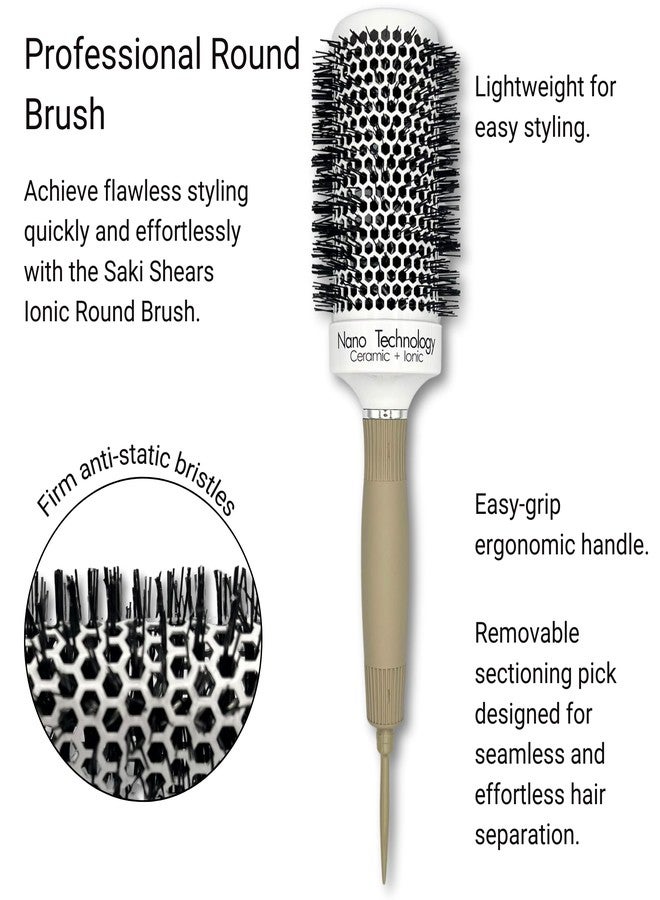 Saki Shears Round Hair Brush for Professional Blow Drying - Ceramic Ionic Thermal Barrel Brush for Blowouts and Precise Styling - Lightweight (2.2 Inch) - Image 2