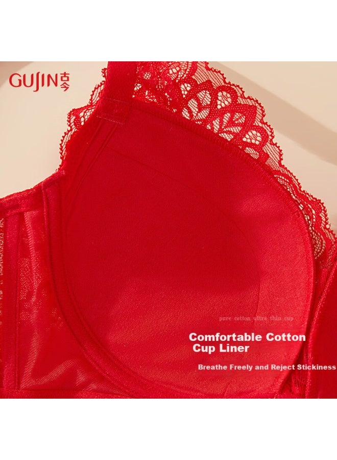 GUJIN Gujin Women's Lingerie, Zodiac Year Bra, Push-up For Small Breasts, Red Sexy Lace, Beautiful Back Design, Side Support, All-cotton Cups, Brassiere  - Image 3