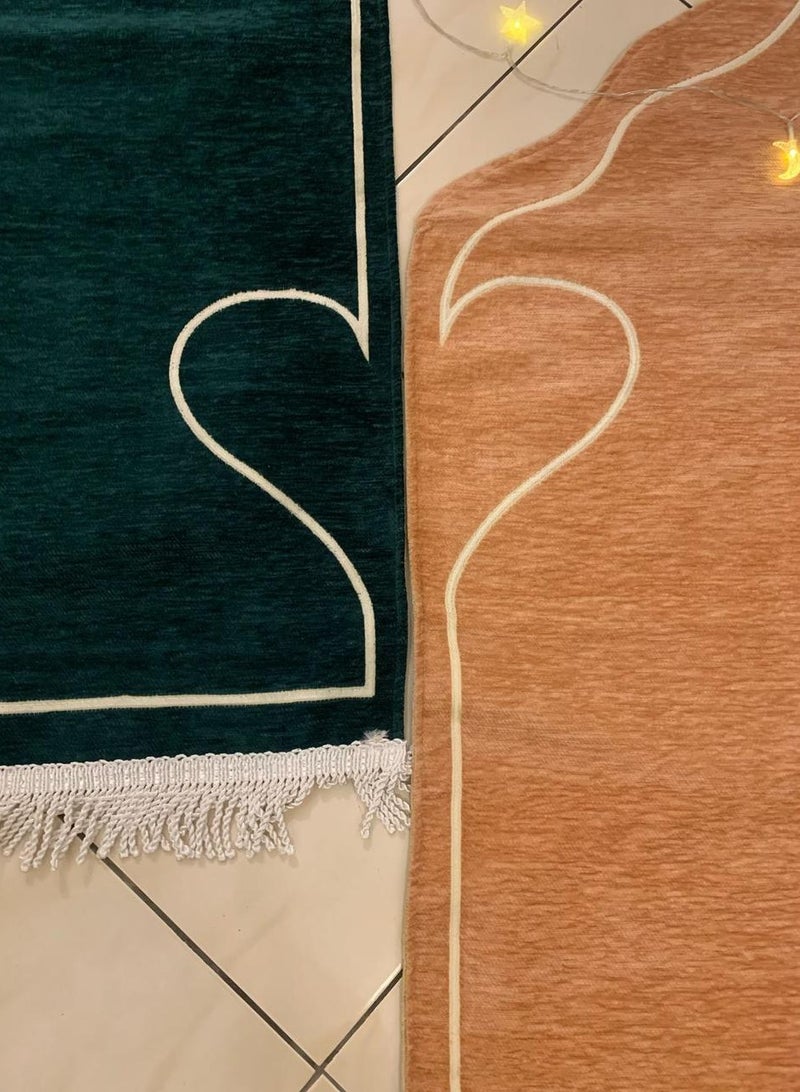 Premium Bridal Prayer Rugs consist of two rugs, one for men and one for women, made from high-quality, heavy chenille fabric that is washable and reusable. They are easy to carry and transport, available in various colors, making them the perfect gift for joyful occasions such as engagements and weddings.  - Image 3