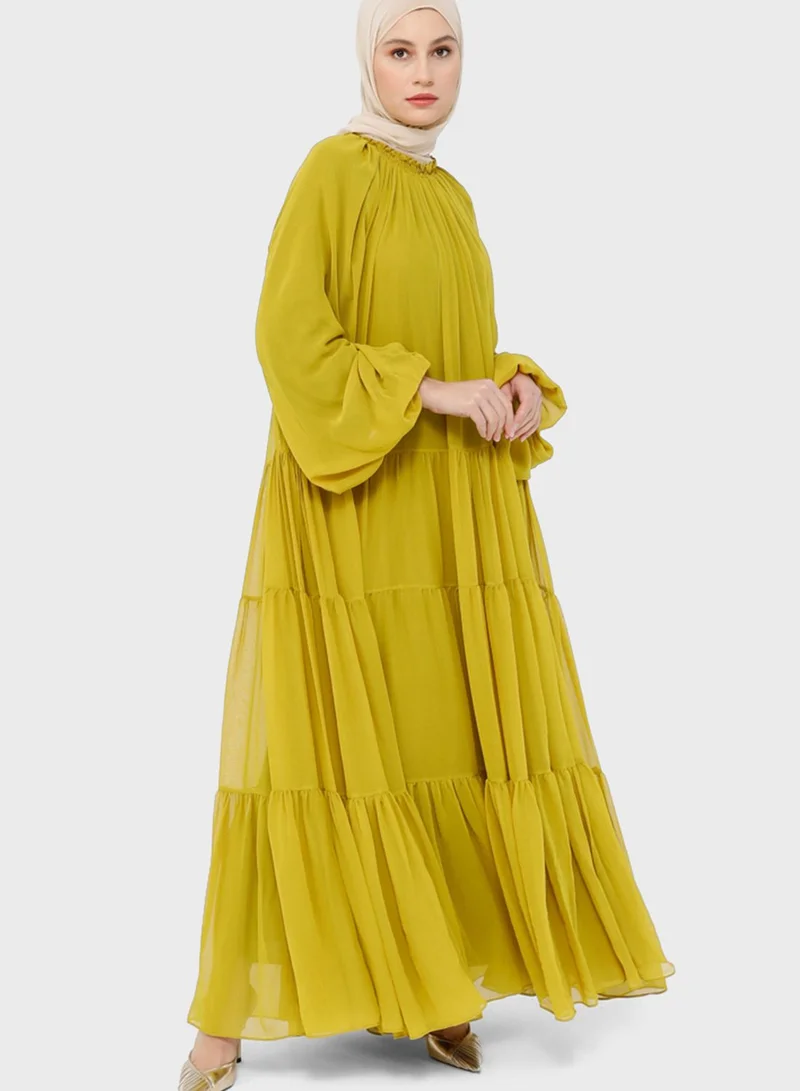Refka by modanisa Tiered Balloon Sleeve Dress