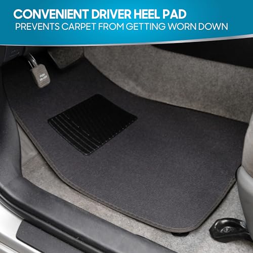 BDK Premium Carpet Floor Mats for Cars - Universal Fit Interior 4-Piece Car Mats Full Set with Vinyl Heel Pad Protector - Cute Car Accessories Interior Floor Covers for SUVs & Trucks - Image 2