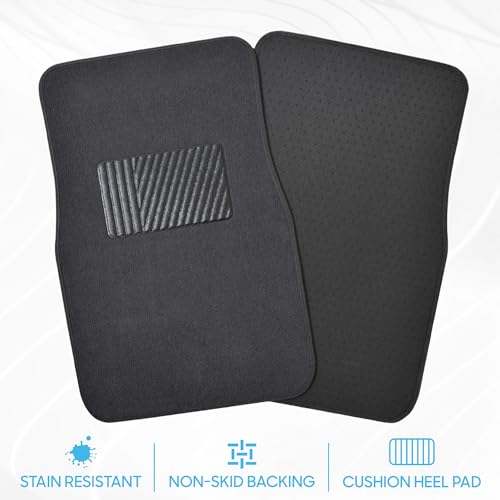 BDK Premium Carpet Floor Mats for Cars - Universal Fit Interior 4-Piece Car Mats Full Set with Vinyl Heel Pad Protector - Cute Car Accessories Interior Floor Covers for SUVs & Trucks - Image 3