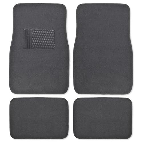 BDK Premium Carpet Floor Mats for Cars - Universal Fit Interior 4-Piece Car Mats Full Set with Vinyl Heel Pad Protector - Cute Car Accessories Interior Floor Covers for SUVs & Trucks - Image 1