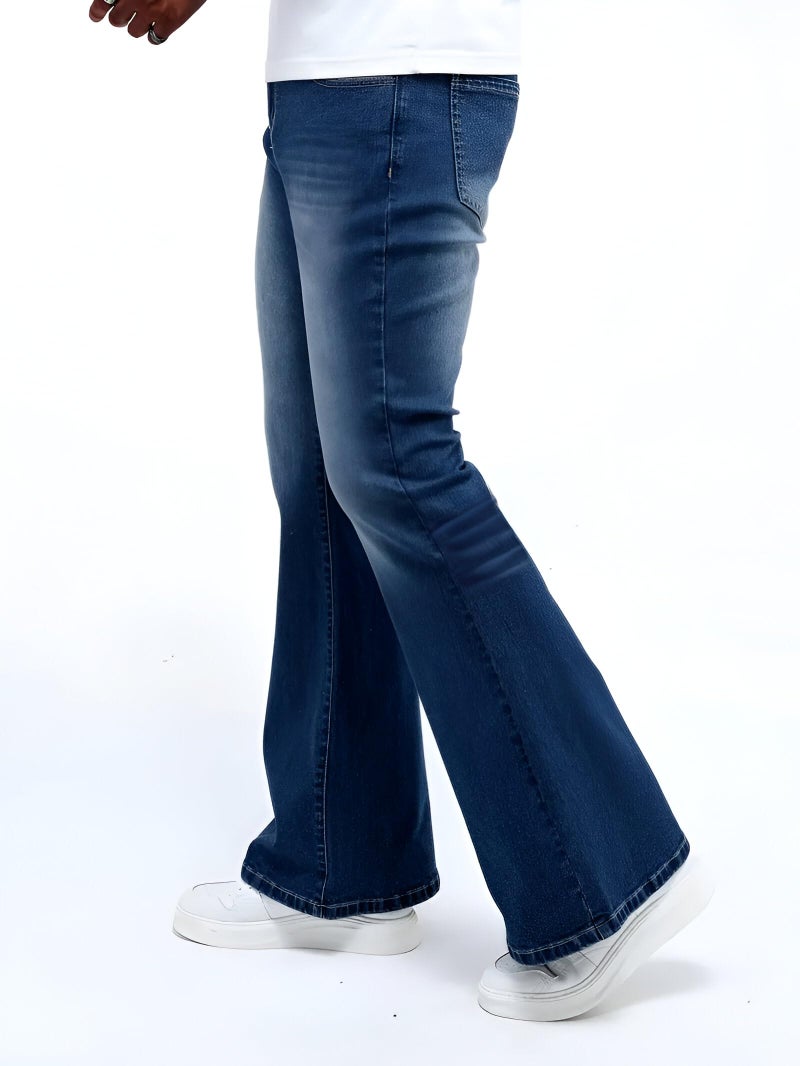 Ben Martin Men’s Bell Bottom Jeans || Bootcut Denim Pants || Wide Leg Flared Jean's for Men || High Waist Stretchable Retro Fit || Cotton Jean for College Casual Dark Blue, Size 28 (1) - Image 4