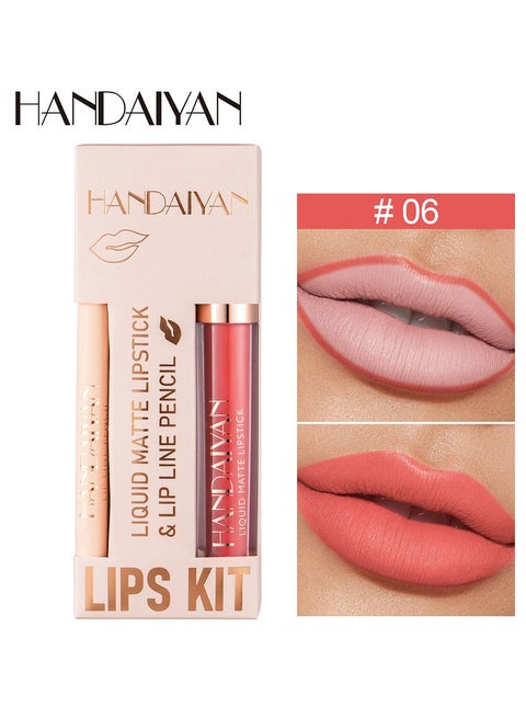 2 in 1 Lip Liner & Lipstick Super Stay Matte Lip Pencil Set,Cosmetics Non-Stick Cup，Nude，Long Lasting Lip Liners Pencil Set For Women & Girls Waterproof,Extreme Finish Makeup, Neutral