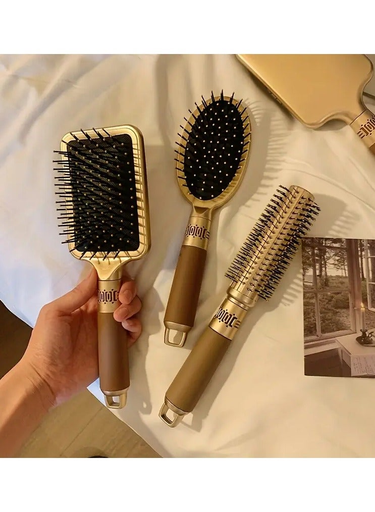 Rozino 2pcs Golden Color Air Cushion Scalp Massage Comb - Detangling, Styling, and Massaging for Normal Hair - Nylon Bristle, ABS Plastic Handle, Sculpt Comb Type - Image 5