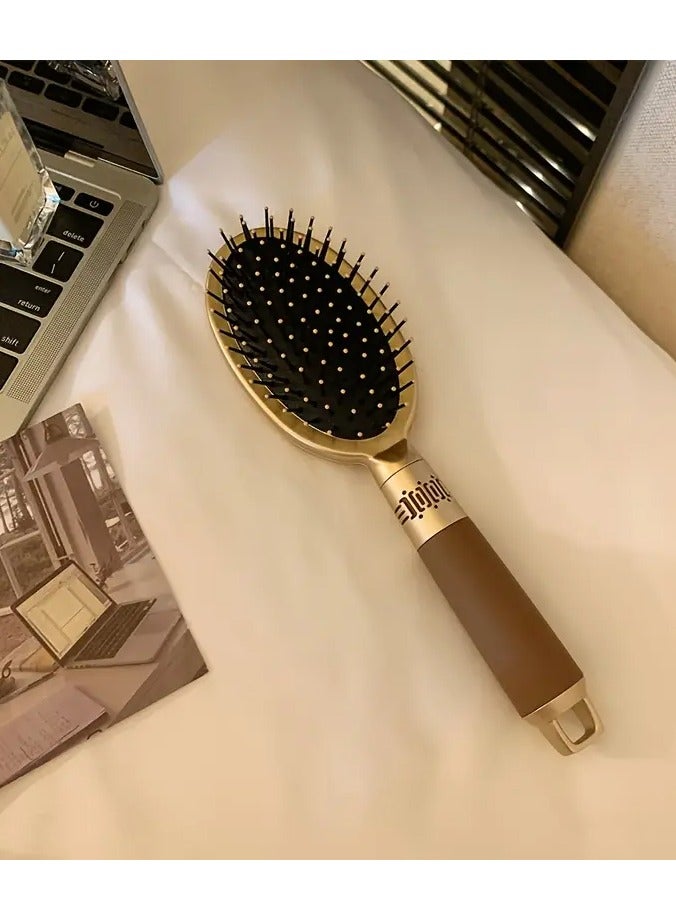 Rozino 2pcs Golden Color Air Cushion Scalp Massage Comb - Detangling, Styling, and Massaging for Normal Hair - Nylon Bristle, ABS Plastic Handle, Sculpt Comb Type - Image 2