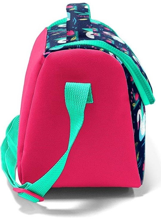 CORAL HIGH Kids Neon Coral Navy Blue Swan Patterned Thermo Lunchbox 11819  - Image 2
