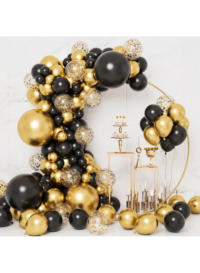 RUBFAC 130Pcs Black And Gold Balloons Balloons Garland Arch Kit Black Metal Gold And Metallic Confetti Gold Balloons For Graduation Party Baby Shower Wedding Birthday Anniversary - Image 1