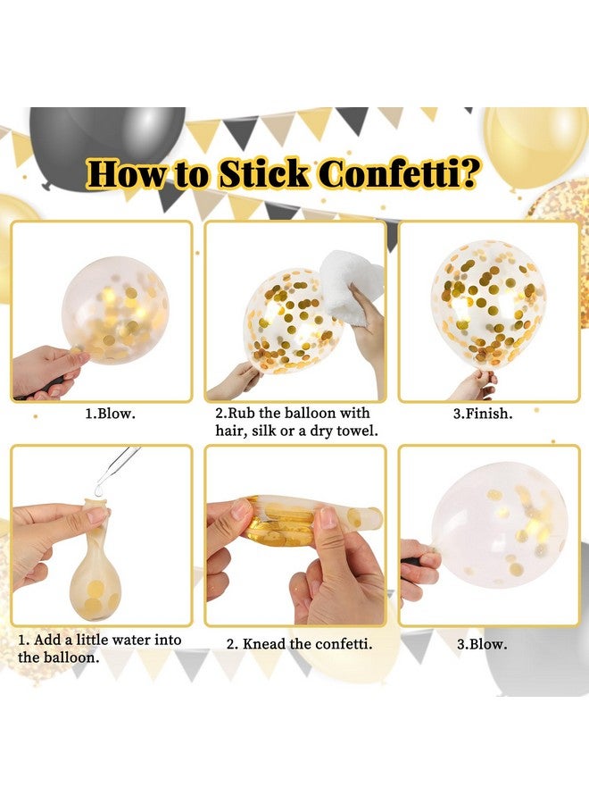 RUBFAC 130Pcs Black And Gold Balloons Balloons Garland Arch Kit Black Metal Gold And Metallic Confetti Gold Balloons For Graduation Party Baby Shower Wedding Birthday Anniversary - Image 3