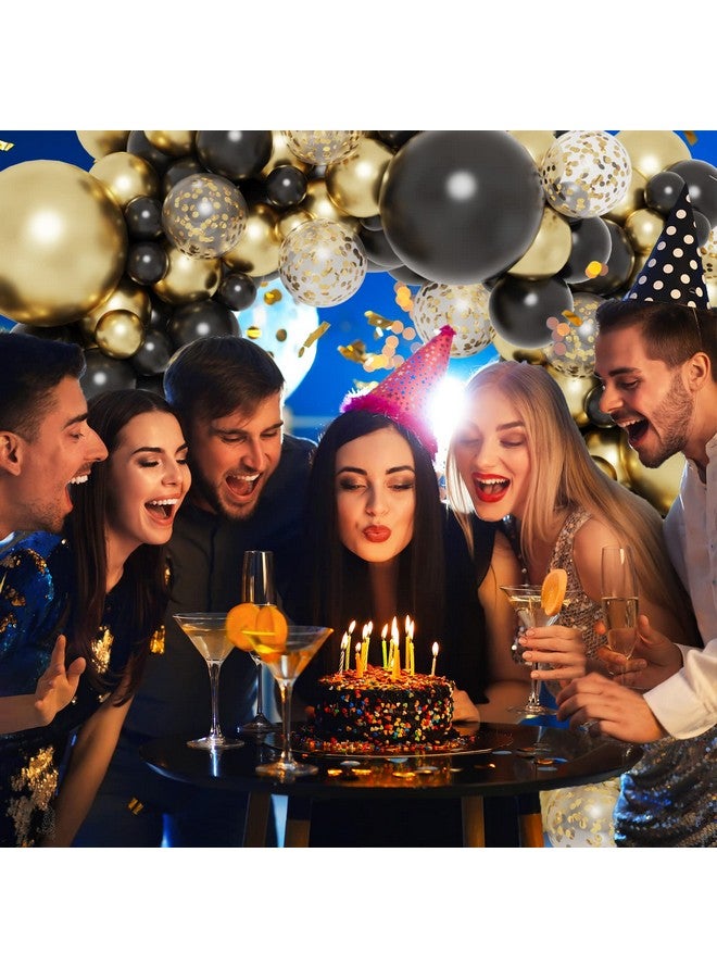 RUBFAC 130Pcs Black And Gold Balloons Balloons Garland Arch Kit Black Metal Gold And Metallic Confetti Gold Balloons For Graduation Party Baby Shower Wedding Birthday Anniversary - Image 5