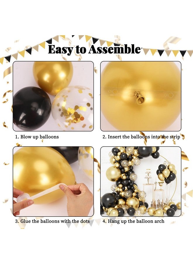 RUBFAC 130Pcs Black And Gold Balloons Balloons Garland Arch Kit Black Metal Gold And Metallic Confetti Gold Balloons For Graduation Party Baby Shower Wedding Birthday Anniversary - Image 4