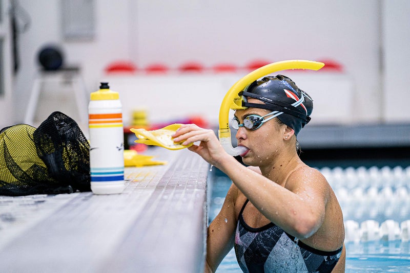 FINIS Tide Swim Goggles for Adults - Competition & Training - Anti-Fog Lenses - Adjustable Fit - Blue/Yellow - Image 4